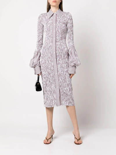 Alexander Wang Ruched Stripe-print Shirt Dress In White