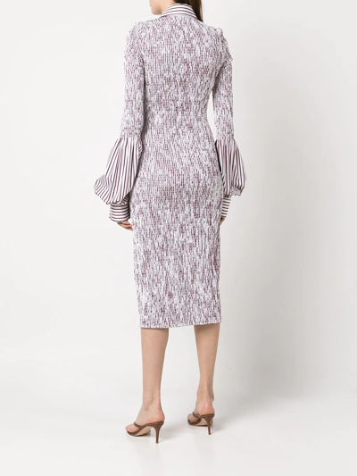 Alexander Wang Ruched Stripe-print Shirt Dress In White