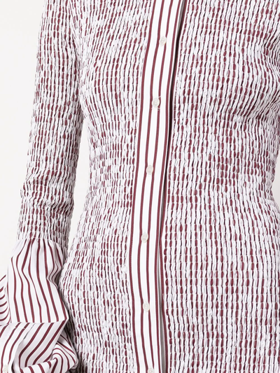 Alexander Wang Ruched Stripe-print Shirt Dress In White