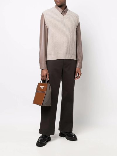 Nanushka V-neck Ribbed Sweater Vest In Neutrals