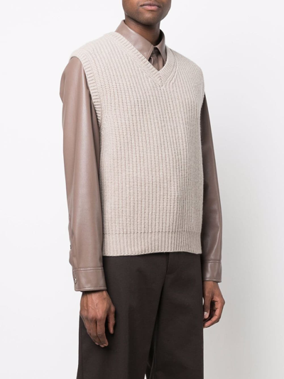 Nanushka V-neck Ribbed Sweater Vest In Neutrals