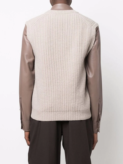 Nanushka V-neck Ribbed Sweater Vest In Neutrals