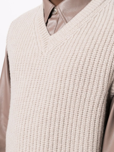 Nanushka V-neck Ribbed Sweater Vest In Neutrals