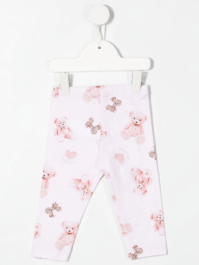 Shop Monnalisa Teddy Bear Print Leggings In Pink