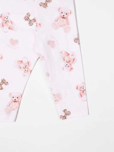 Shop Monnalisa Teddy Bear Print Leggings In Pink
