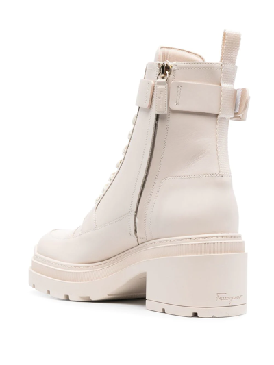 Shop Ferragamo Buckle-strap Ankle Boots In Neutrals