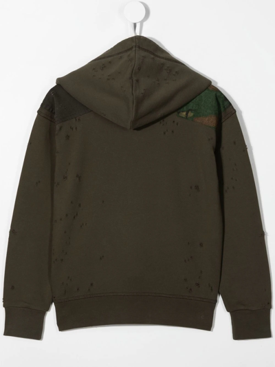 Shop Dsquared2 Logo-print Long-sleeve Hoodie In Green