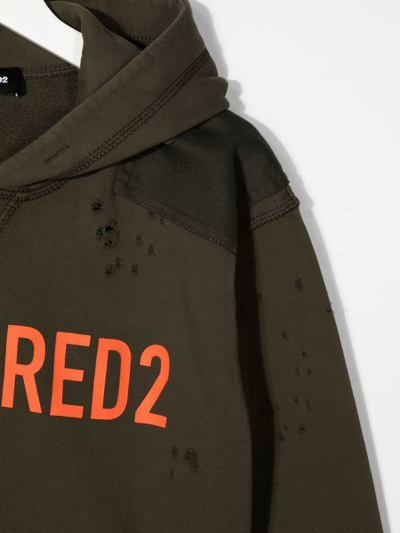 Dsquared2 Logo-print Long-sleeve Hoodie In Green