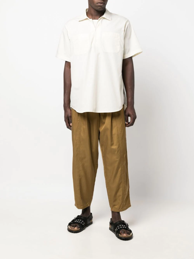 Shop Engineered Garments Half-zip Cotton-blend Shirt In Neutrals