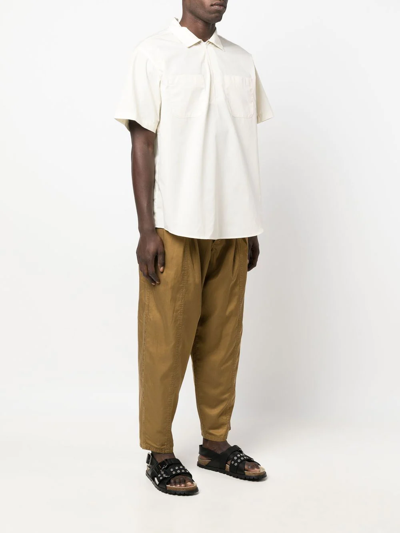 Shop Engineered Garments Half-zip Cotton-blend Shirt In Neutrals