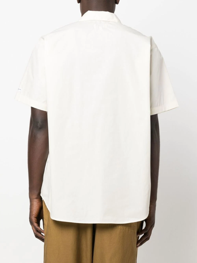 Shop Engineered Garments Half-zip Cotton-blend Shirt In Neutrals