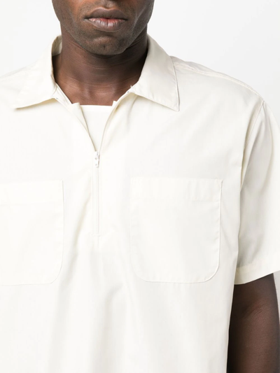 Shop Engineered Garments Half-zip Cotton-blend Shirt In Neutrals