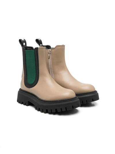 Shop Marni Teen Panelled Pull-on Boots In Neutrals