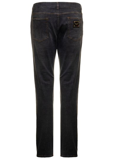 Shop Dolce & Gabbana Charcoal Slim-fit Jeans In Denim  Man In Grey