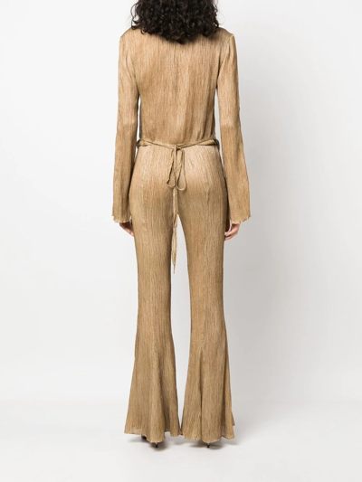 Shop Acne Studios Draped Plissé Silk Shirt In Neutrals