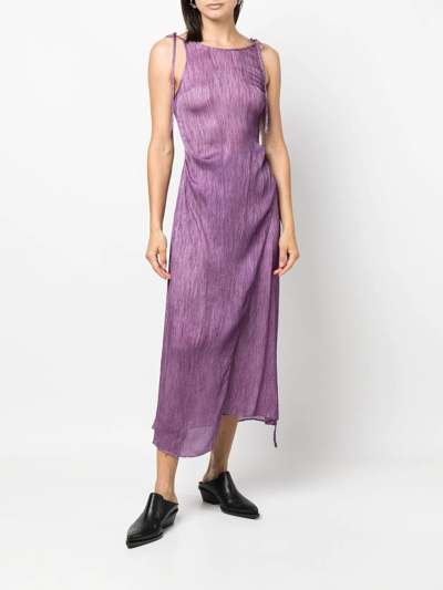 Shop Acne Studios Crinkled Silk Midi Dress In Purple