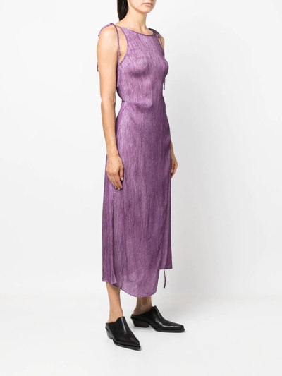 Shop Acne Studios Crinkled Silk Midi Dress In Purple