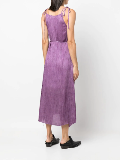 Shop Acne Studios Crinkled Silk Midi Dress In Purple