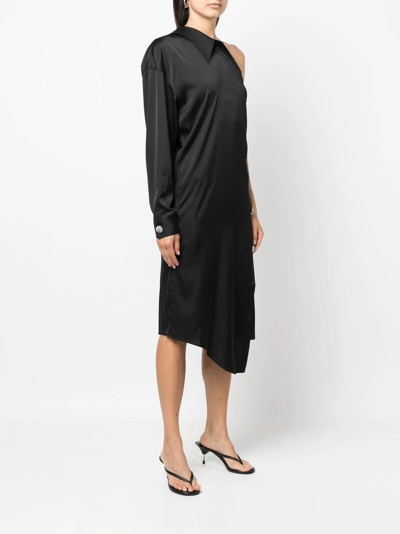 Shop Acne Studios One-shoulder Asymmetric Midi Dress In Black