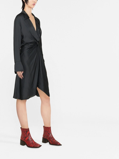 Shop Zadig & Voltaire Rozo Twisted V-neck Midi Dress In Black