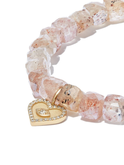 Sydney Evan 14kt Yellow Gold Diamond Charm Quartz Beaded Bracelet In Gold