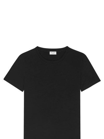 Shop Saint Laurent Crew-neck Wool T-shirt In Black