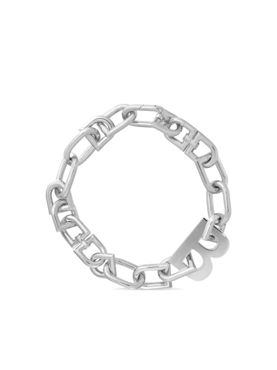 Shop Balenciaga B-chain Oversize Necklace In Silver
