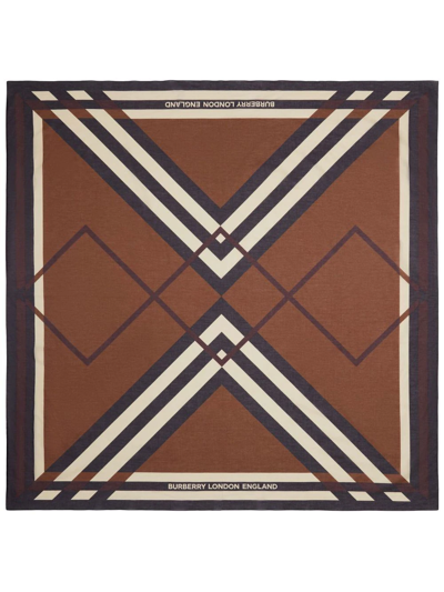 Shop Burberry Check-print Cotton Scarf In Brown