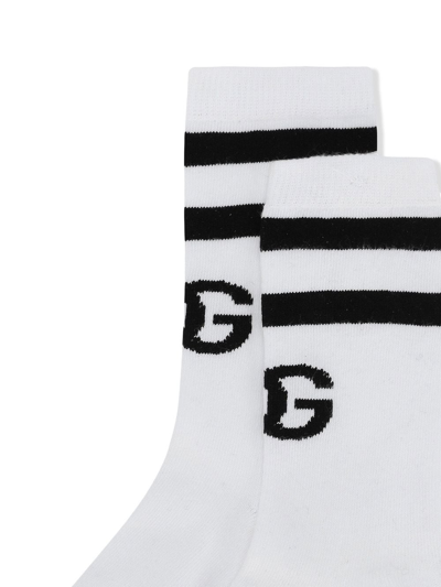 Shop Dolce & Gabbana Intarsia-knit Ankle Socks In White