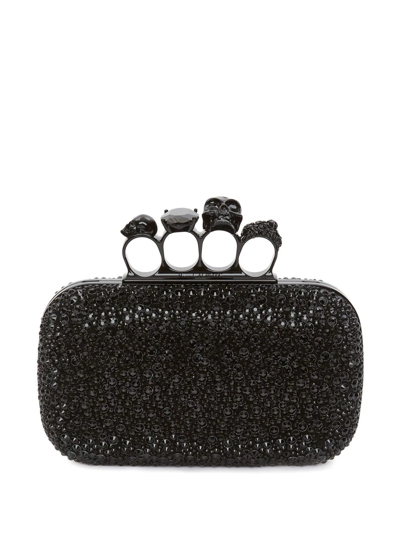 Shop Alexander Mcqueen Four Ring Clutch Bag In Black