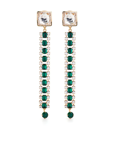 Shop Alessandra Rich Crystal Drop Earrings In Gold