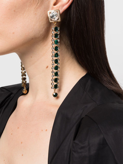 Shop Alessandra Rich Crystal Drop Earrings In Gold