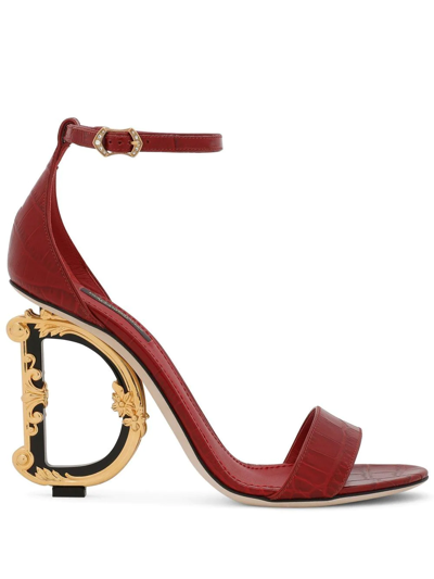 Shop Dolce & Gabbana Baroque Dg 105mm Leather Sandals In Red