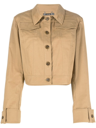 Shop Alberta Ferretti Cropped Long-sleeve Jacket In Neutrals