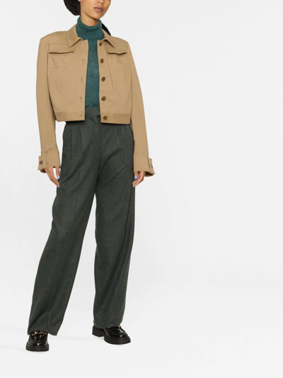 Shop Alberta Ferretti Cropped Long-sleeve Jacket In Neutrals