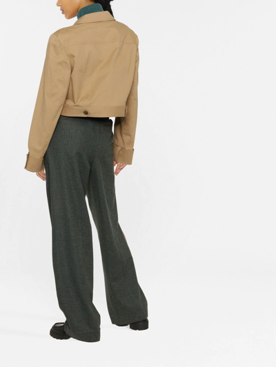 Shop Alberta Ferretti Cropped Long-sleeve Jacket In Neutrals