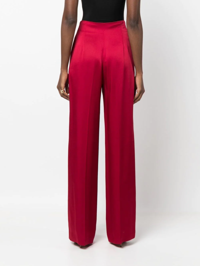 Shop Alberta Ferretti High-waisted Wide-leg Pants In Red