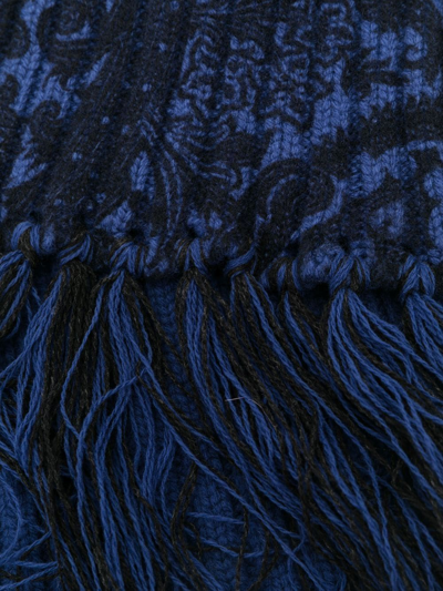 Shop Etro Ribbed-knit Tassel-trim Scarf In Blue