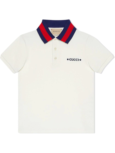 Shop Gucci Contrast-trimmed Polo Shirt In White