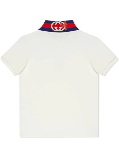 Shop Gucci Contrast-trimmed Polo Shirt In White