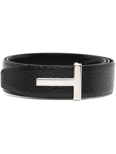 Shop Tom Ford Logo-plaque Adjustable Belt In Black