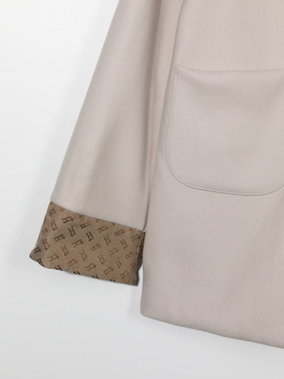Shop Herno Concealed-front Fastening Peacoat In Neutrals