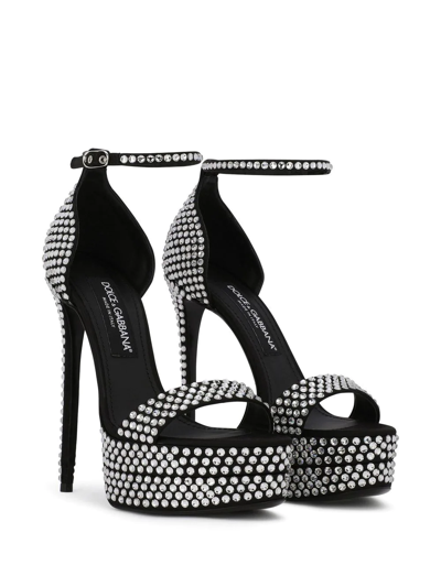 Shop Dolce & Gabbana 145mm Rhinestone-embellished Platform Sandals In Black