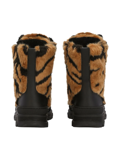 Shop Dolce & Gabbana Tiger-shaped Faux-fur Boots In Black