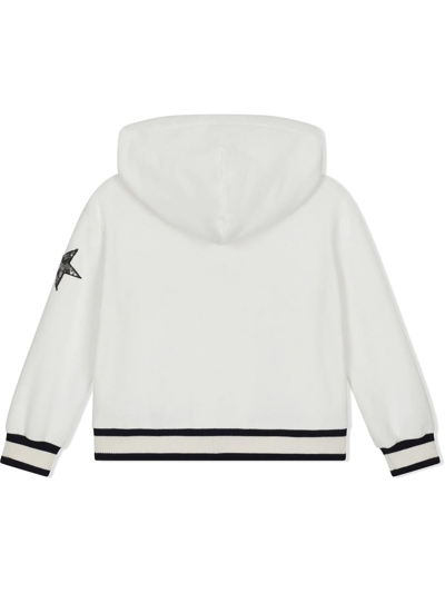 Shop Dolce & Gabbana Star-patch Zip-front Hoodie In White