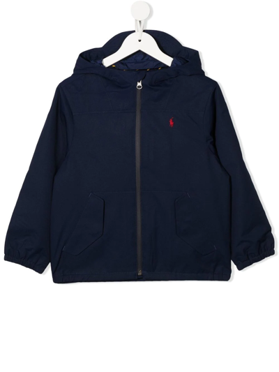Shop Ralph Lauren Polo Pony-embroidered Hooded Windbreaker In Blue