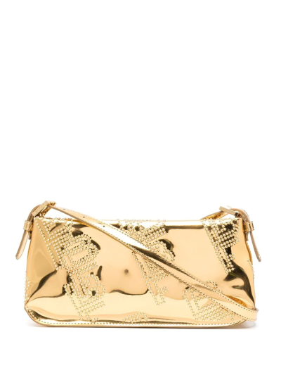Shop By Far Rachel Studded Shoulder Bag In Gold