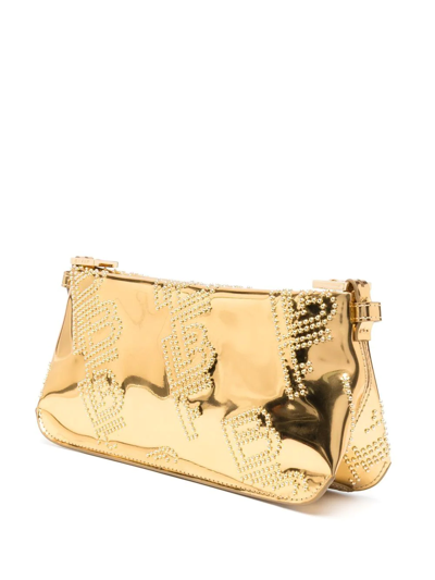 Shop By Far Rachel Studded Shoulder Bag In Gold