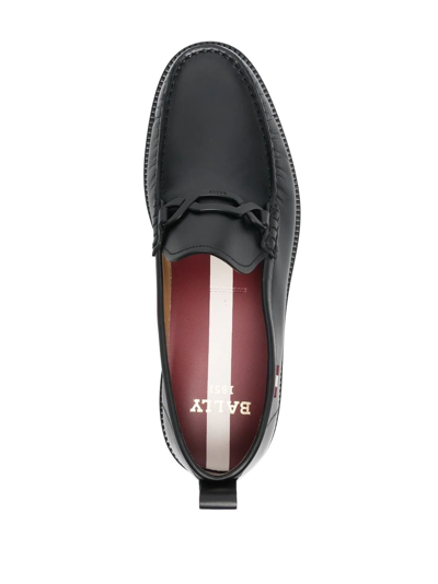 Shop Bally Engraved-logo Leather Loafers In Black