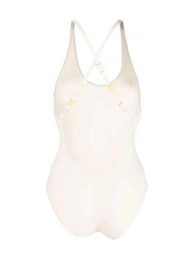 Shop Eres Solaire Crossover Strap-detail Swimsuit In Neutrals